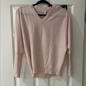 Garnet Hill Cashmere Soft Pink V-Neck Sweater